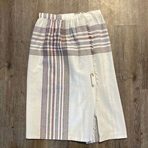 VINTAGE CLAUDE PLAID DETAIL MIDI SKIRT (11/12) 70s